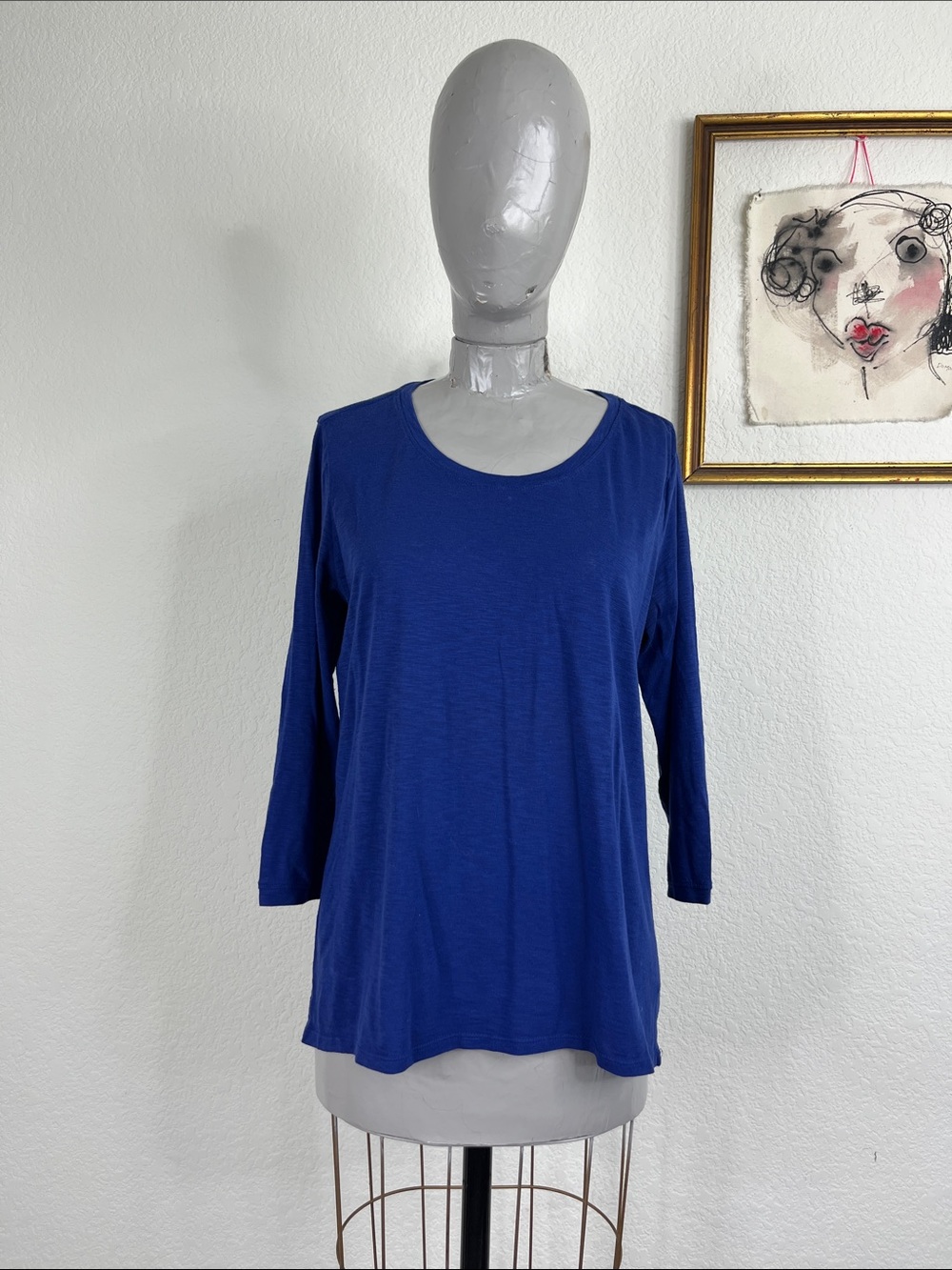 Athleta Marled Scoop Neck3/4 Sleeve T Shirt